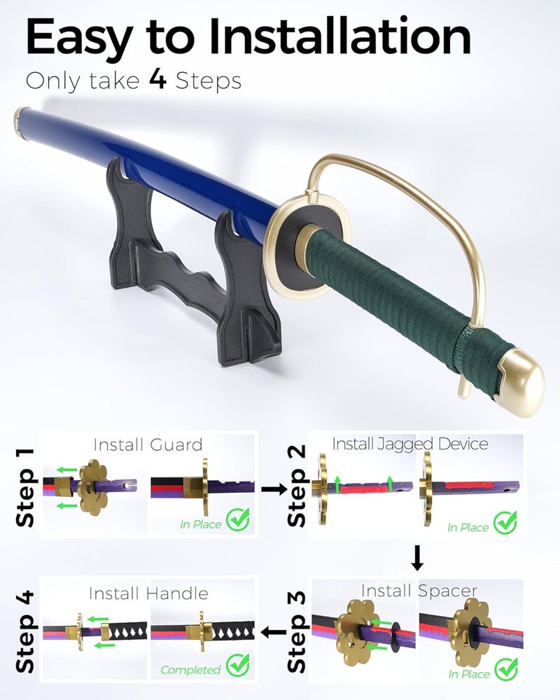 Cold Blade Katana Sword - 41 inches Katana Replica with Holster Belt and Display Stand - Sword with Authentic Design - Image 3